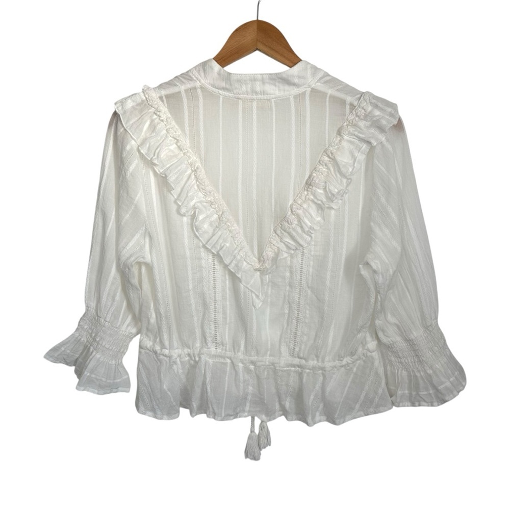 Spell & The Gypsy Womens Lisa Danielle Darling Blouse Sz Small White Ruffle - Picture 5 of 12